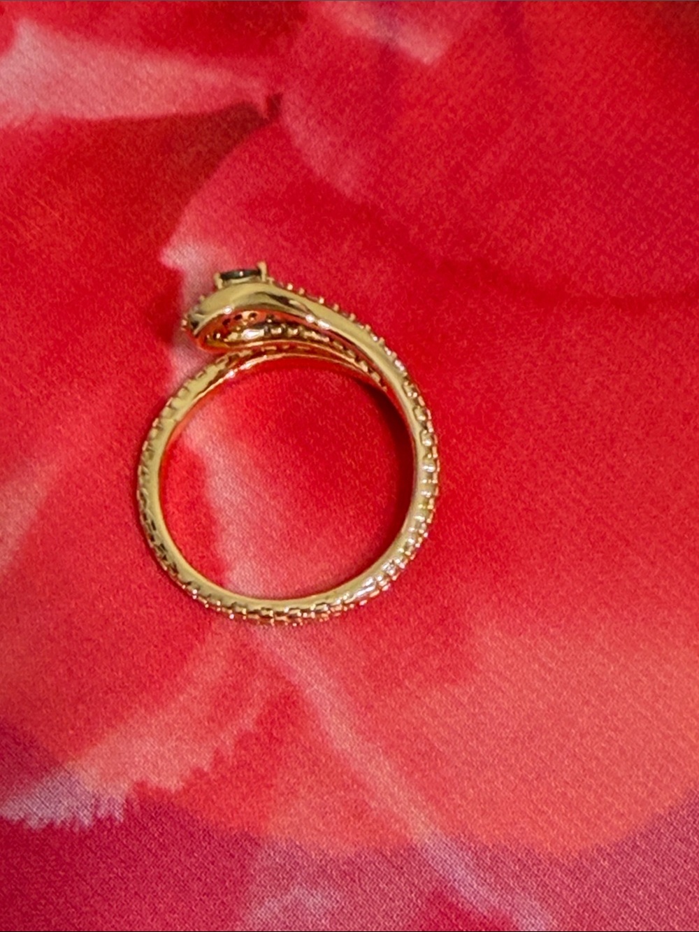 Pretty Bird 18k Rose Gold Plated Snake Wrap Ring with Green Accents-Adjustable - Picture 4 of 8